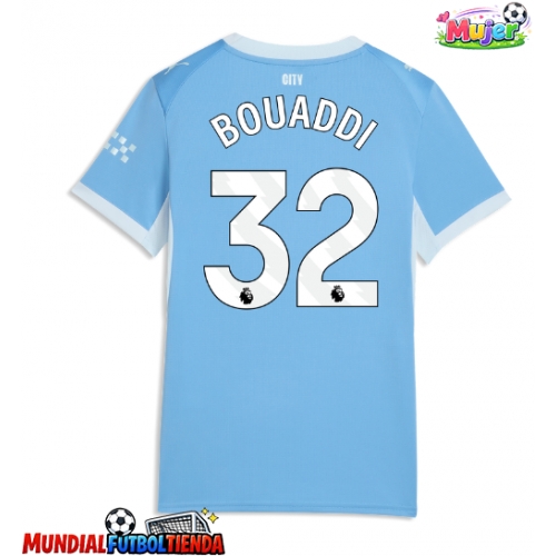 Camiseta Manchester City Ayyoub Bouaddi #32 Primera Equipación Replica 2026-27 para mujer mangas cortas
